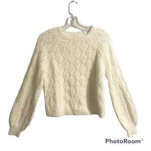 Ten Sixty Sherman Medium Sweater Ivory Pointelle Long Sleeve Acrylic Knit